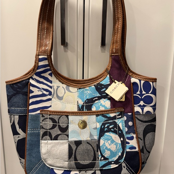 Coach Patchwork Denim Hobo Shoulder Bag - Picture 1 of 16